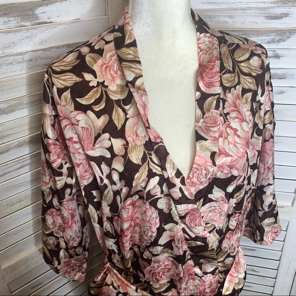 VINTAGE INNER MOST satin floral robe house coat M - Picture 7 of 16